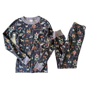 Hanna Andersson Long John Pajama Set Magic Village Purple Castle Magical 130 8 A